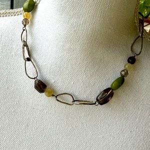 SILPADA Retired Jade, smokey Quartz & Sterling Link Necklace